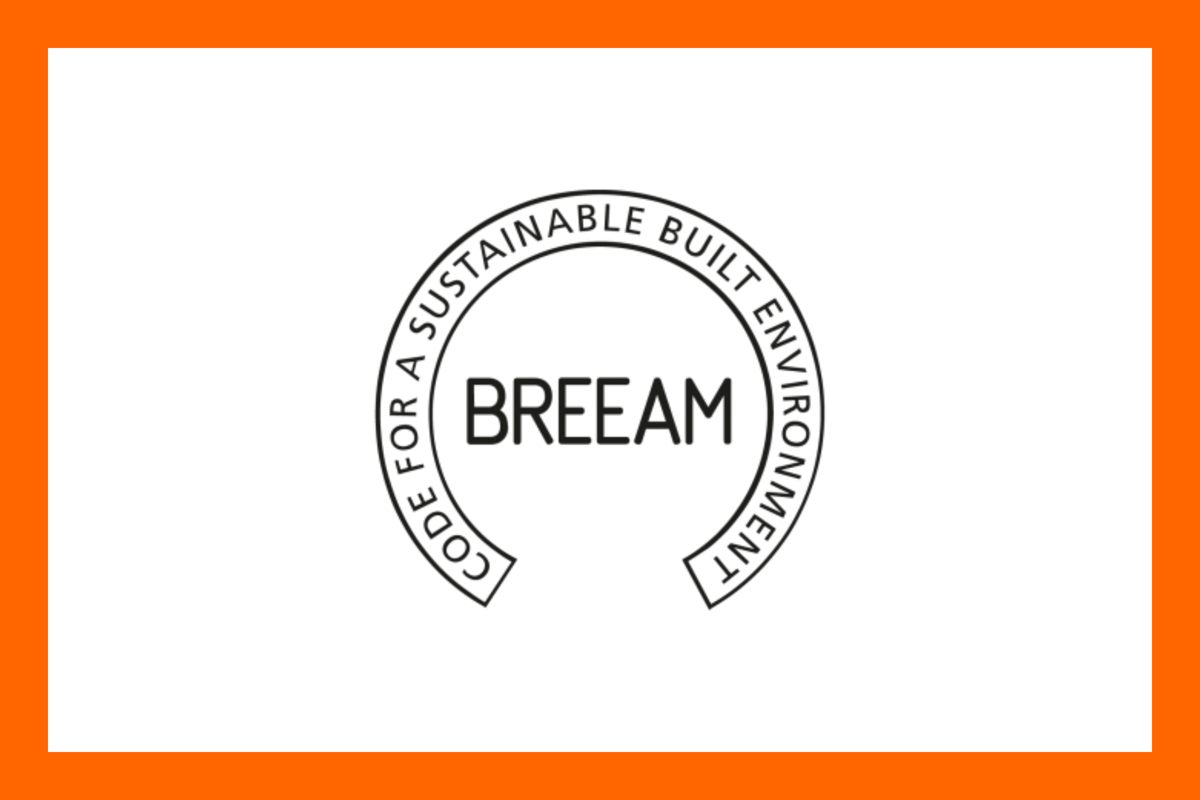 BREEAM certification logo for sustainable buildings and the built environment.